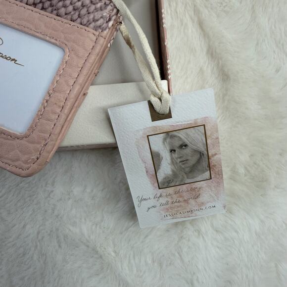 Jessica Simpson Wallet & AirPod Case Gift Set Pink Snake Print - Picture 5 of 7